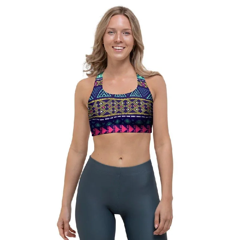 Ethic Aztec Print Sports Bra Sports Support Bra