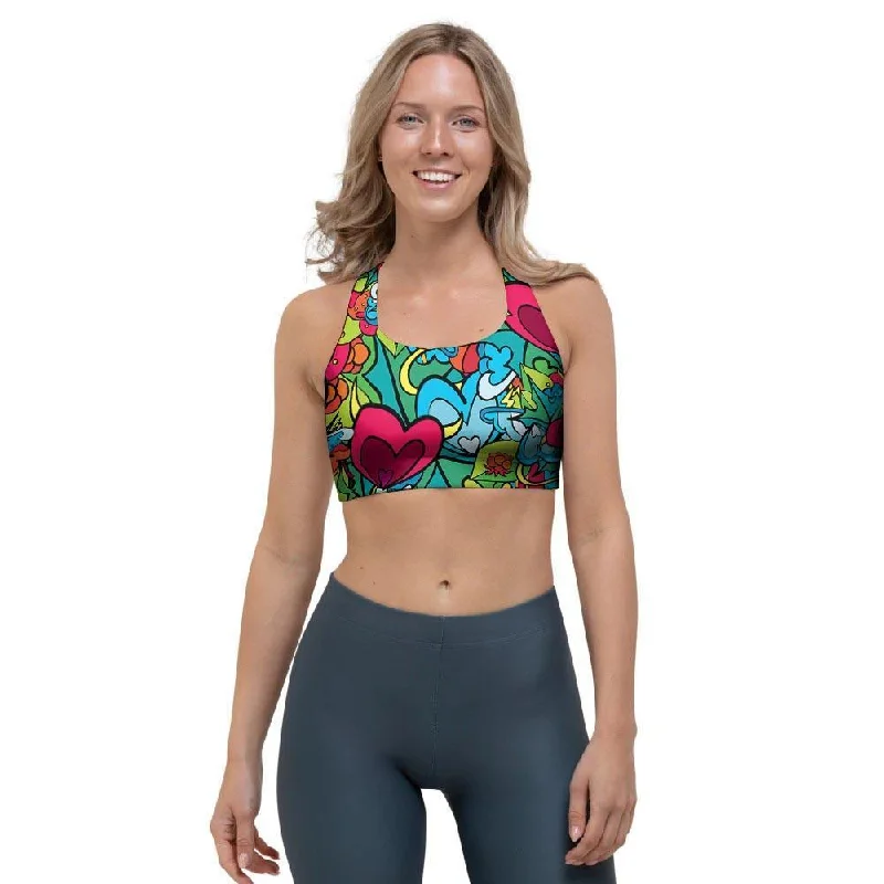 Floral Psychedelic Sports Bra Strapless Support Bra