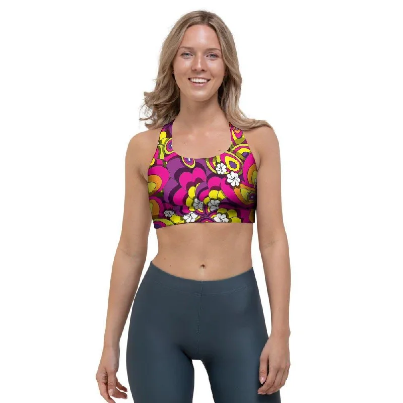 Floral Trippy Sports Bra Comfortable Fit Bralette