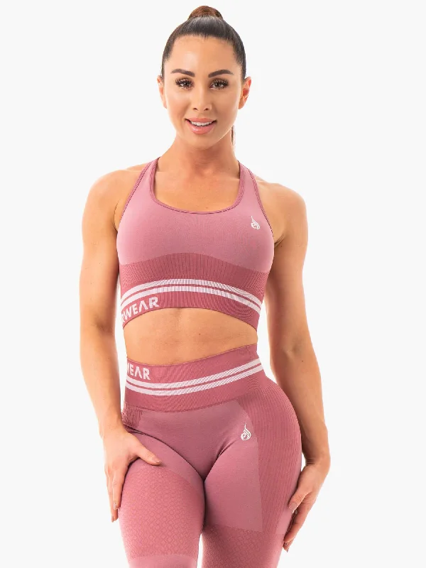 Freestyle Seamless Longline Sports Bra - Dusty Pink Supportive Sports Bra