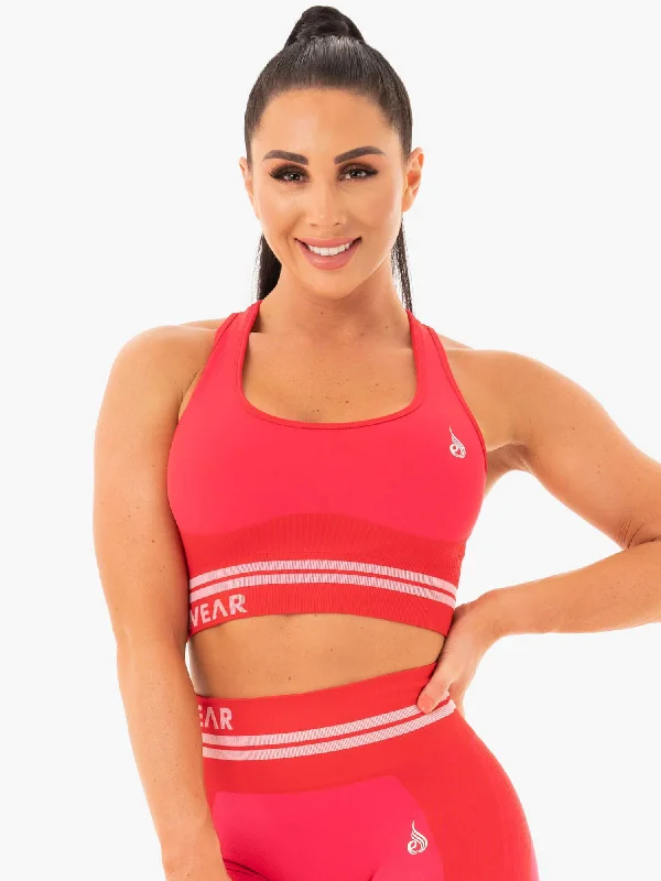 Freestyle Seamless Longline Sports Bra - Red Seamless Sports Bra