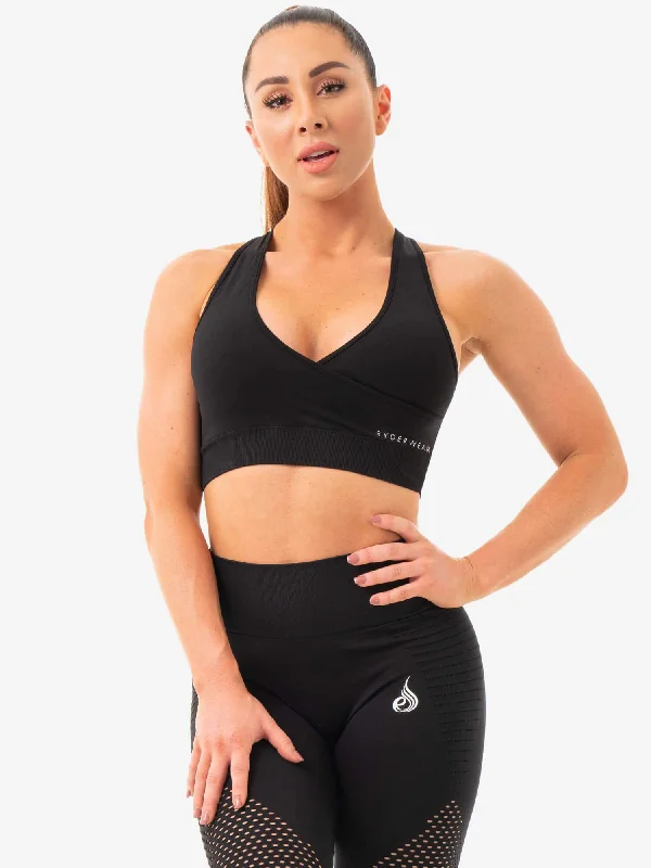 Geo Seamless Sports Bra - Black Seamless Fit Bra