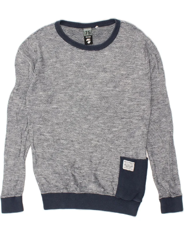 JACK & JONES Womens Sweatshirt Jumper UK 14 Medium Navy Blue Flecked Hoodie with Set-In Sleeves Structured Classic