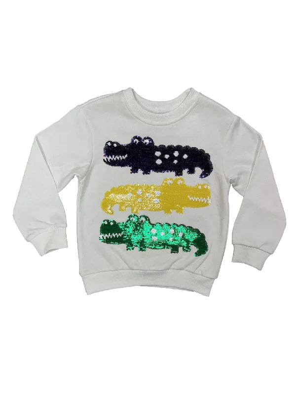 Mardi Gras Gator Sweatshirt Hoodie with Zipper Placket Modern Functional