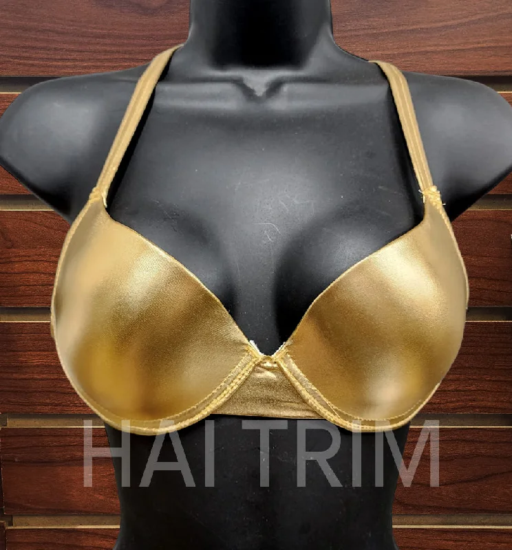 Metallic Gold Tie-Back Bra Adjustable Bra Straps