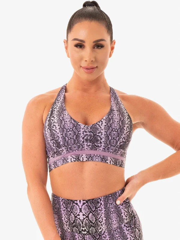 NEM X RW Sports Bra - Purple Snake Soft Cup Bra