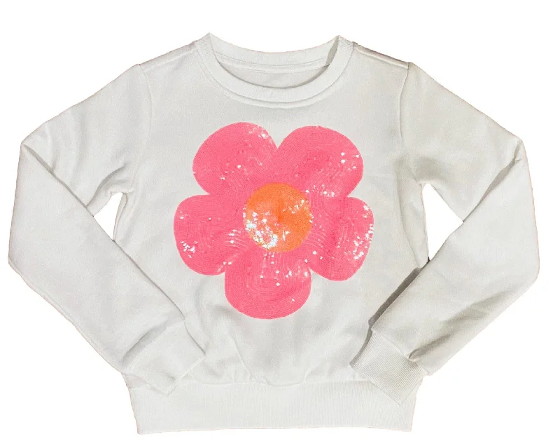 Kids Pink Disco Flower Sweatshirt Hoodie with Zipper Placket Modern Functional