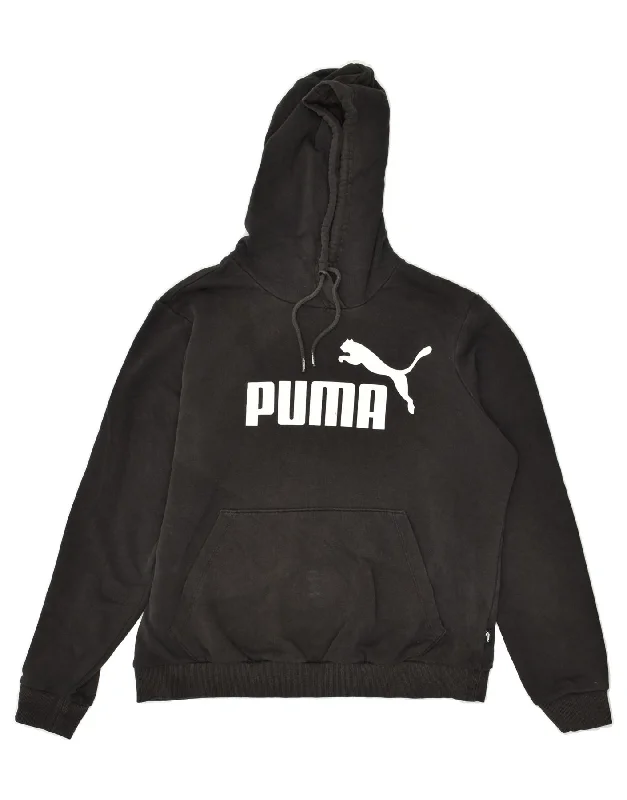 PUMA Womens Graphic Hoodie Jumper UK 18 XL Black Cotton Hoodie with Patch Decorative Personalized