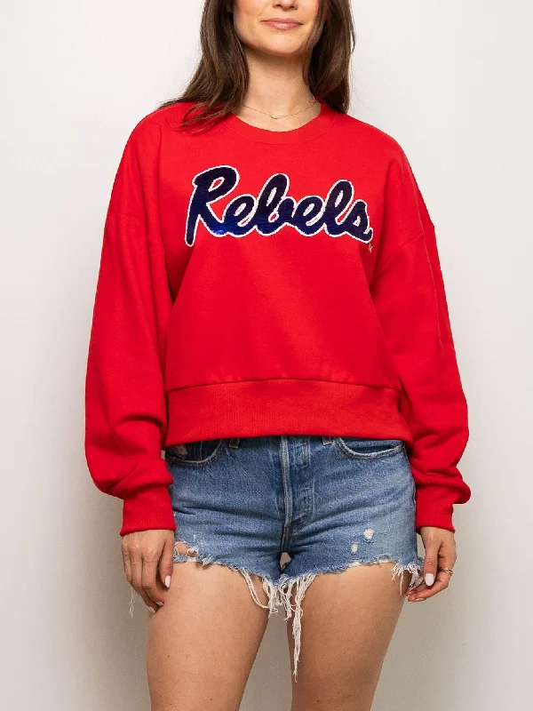 REBELS Red Sweatshirt Hoodie with Raglan Sleeves Sporty Comfortable