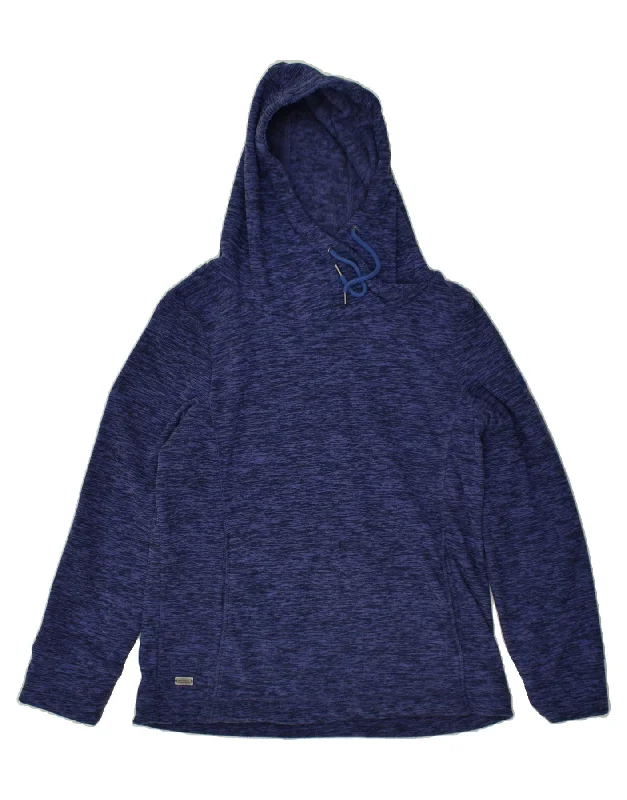 REGATTA Womens Hoodie Jumper UK 12 Medium  Navy Blue Flecked Polyester Hoodie with Hem Elastic Stretchable Comfortable