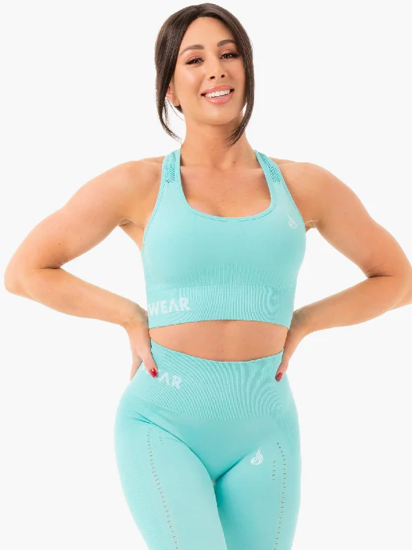 Seamless Staples Sports Bra - Aqua Marl Elegant Cotton Bra