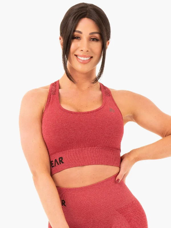 Seamless Staples Sports Bra - Cherry Red Marl Active Support Bra