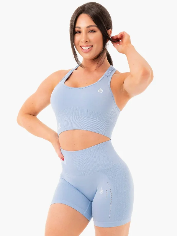 Seamless Staples Sports Bra - Denim Blue Marl Chic Satin Bra