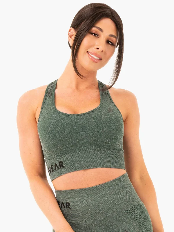 Seamless Staples Sports Bra - Forest Green Marl Comfortable Lace Bra