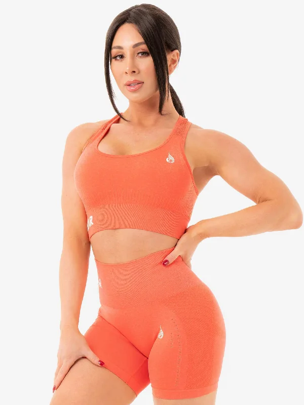 Seamless Staples Sports Bra - Orange Marl Smooth Push-Up Bra