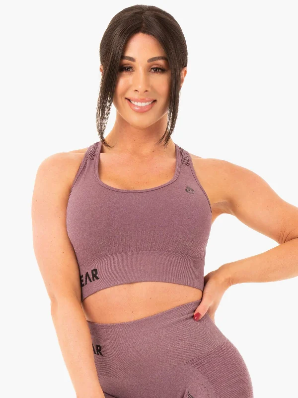 Seamless Staples Sports Bra - Purple Marl Wireless Push-Up Bra