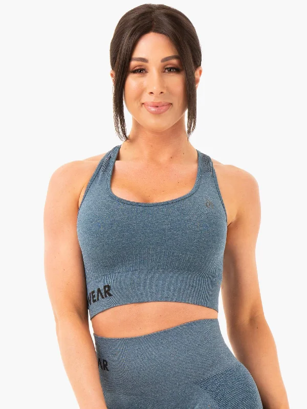 Seamless Staples Sports Bra - Teal Marl Breathable Comfort Bra