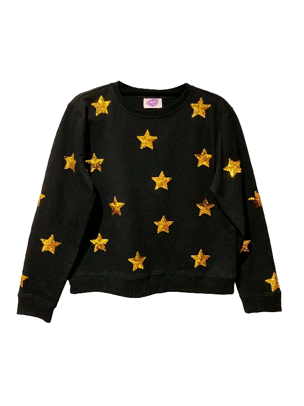 Starry Night Sweatshirt Hoodie with Front Slit Layering Stylish