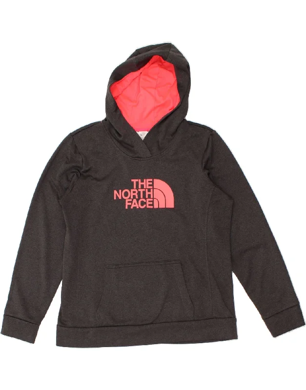 THE NORTH FACE Womens Graphic Hoodie Jumper UK 18 XL Grey Polyester Hoodie with Drawcord Adjustable Secure