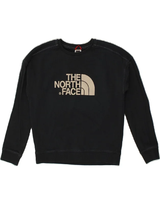 THE NORTH FACE Womens Graphic Sweatshirt Jumper UK 10 Small Navy Blue Hoodie Crop Top Short Trendy