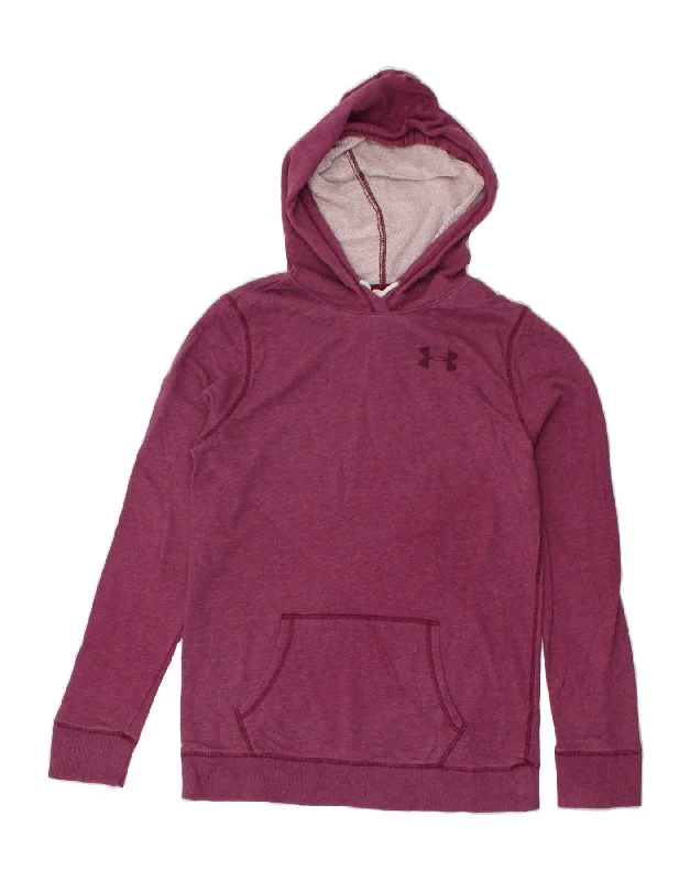 UNDER ARMOUR Womens Graphic Hoodie Jumper UK 12 Medium Pink Hoodie Sweatshirt Pullover