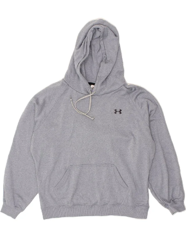 UNDER ARMOUR Womens Oversized Hoodie Jumper UK 14 Medium Grey Polyester Hoodie with Metallic Shiny Futuristic