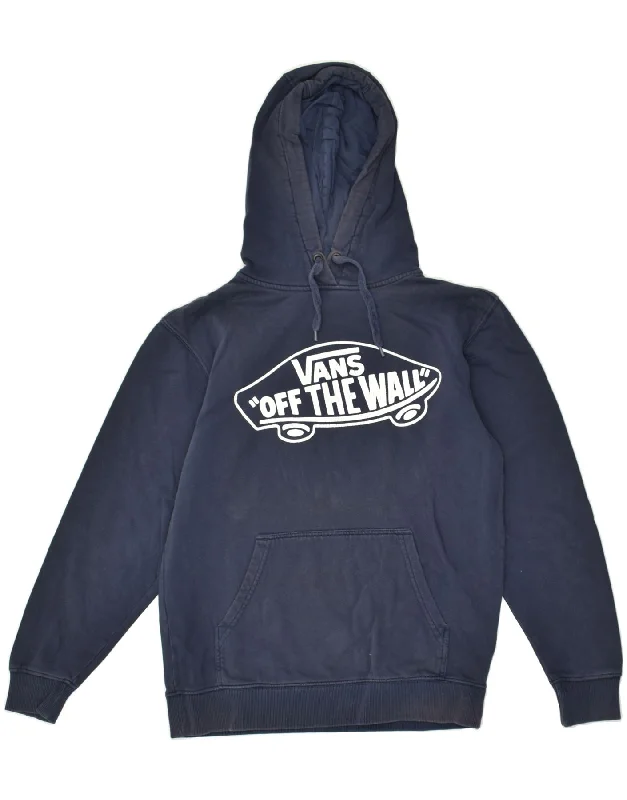 VANS Womens Oversized Graphic Hoodie Jumper UK 6 XS Navy Blue Hoodie with Mesh Breathable Sporty