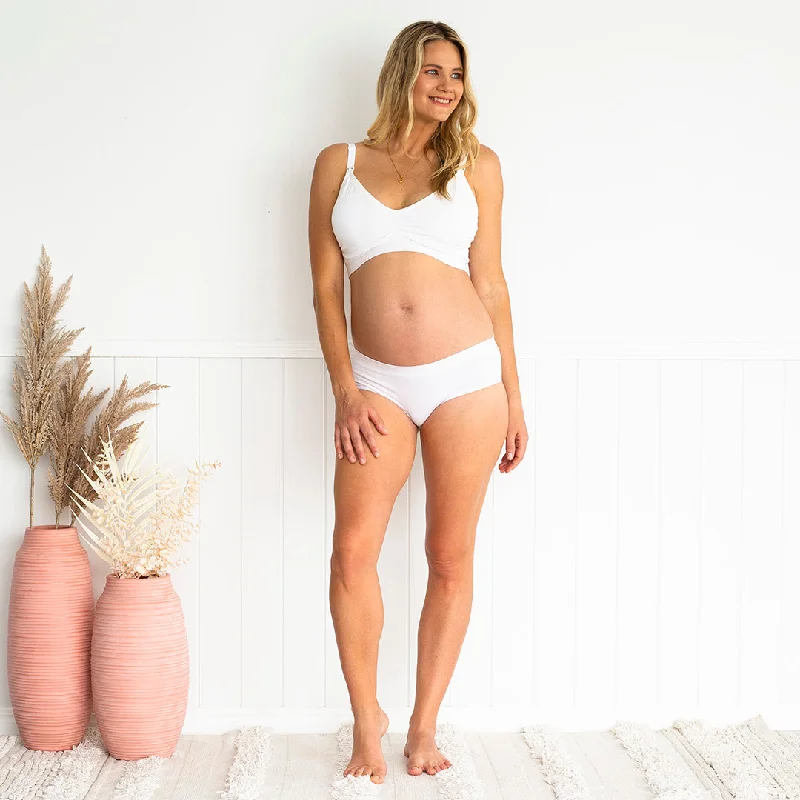 Yummy Maternity Bamboo Nursing Bra - White Chic Lace Bralette