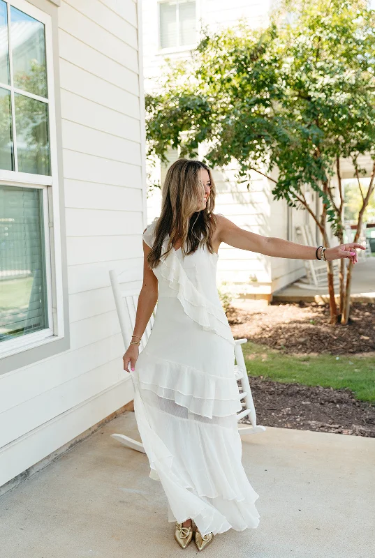 Angeline Maxi Dress - Ivory Trendy Maxi Dress with Straps