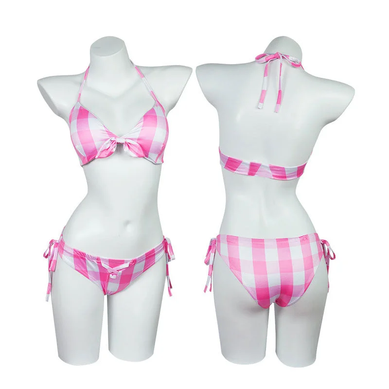 Barbie Movie 2023 Barbie Pink Swimsuit Cosplay Costumes Playful Pattern Swimsuit