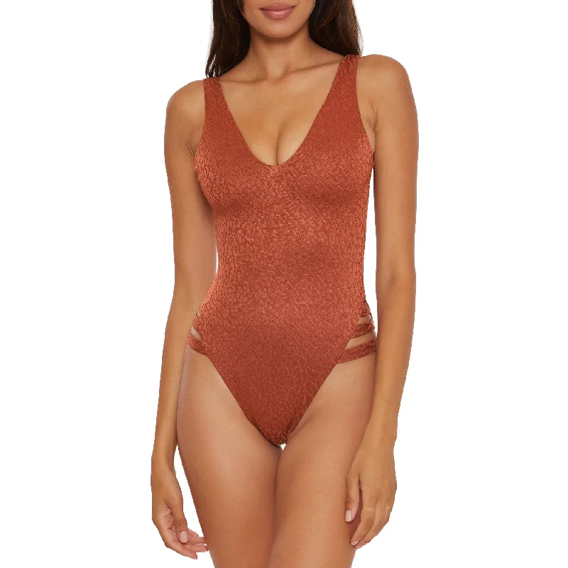 Becca Bronzed Plunge One Piece Womens Swimsuit Comfortable Tankini Set