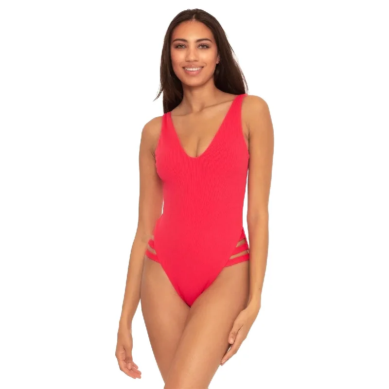 Becca Fine Line Sophie One Piece Cherry Womens Swimsuit Strapless Swimsuit Top