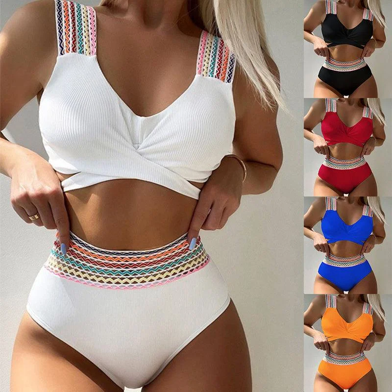 Bikini Swimsuit Backless Slim Fit Triangle Split Suit Adjustable Strap Swimsuit