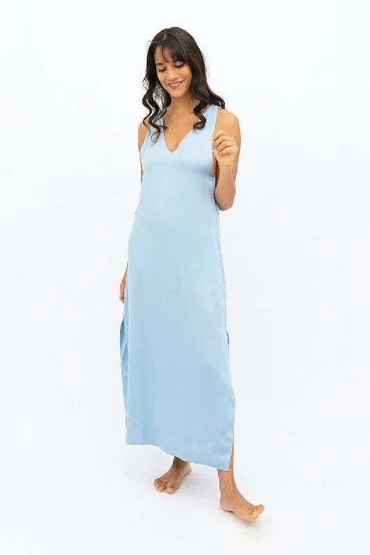 Capri Maxi Dress FINAL SALE- Sommerhus Blue Elegant Boho Maxi Dress