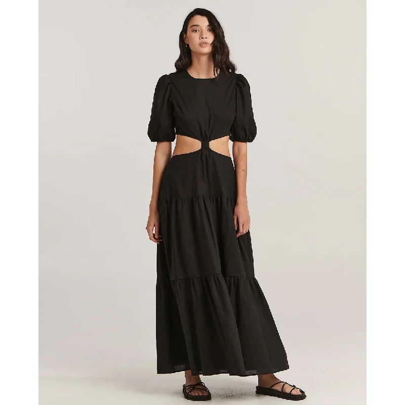 Charlie Holiday Paige Maxi Dress - Black Trendy Satin Maxi Dress