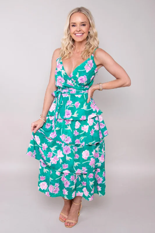 Divine Bloom Maxi Dress (Small) Elegant Floral Maxi Dress