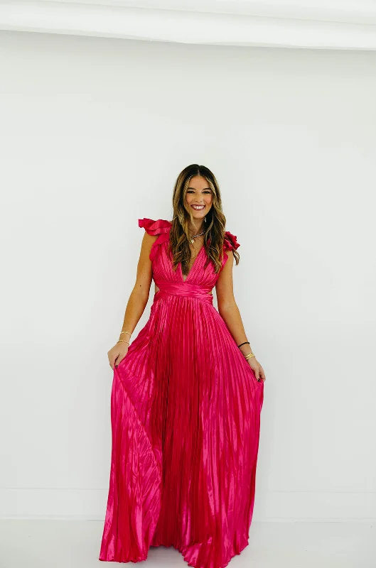 Donna Maxi Dress - Hot Pink Comfortable Flowy Maxi Dress