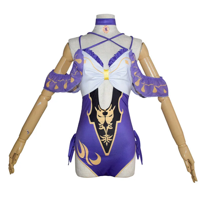 Game Genshin Impact Lisa Minci Swimsuit Cosplay Costumes Stylish Cover-Up Set