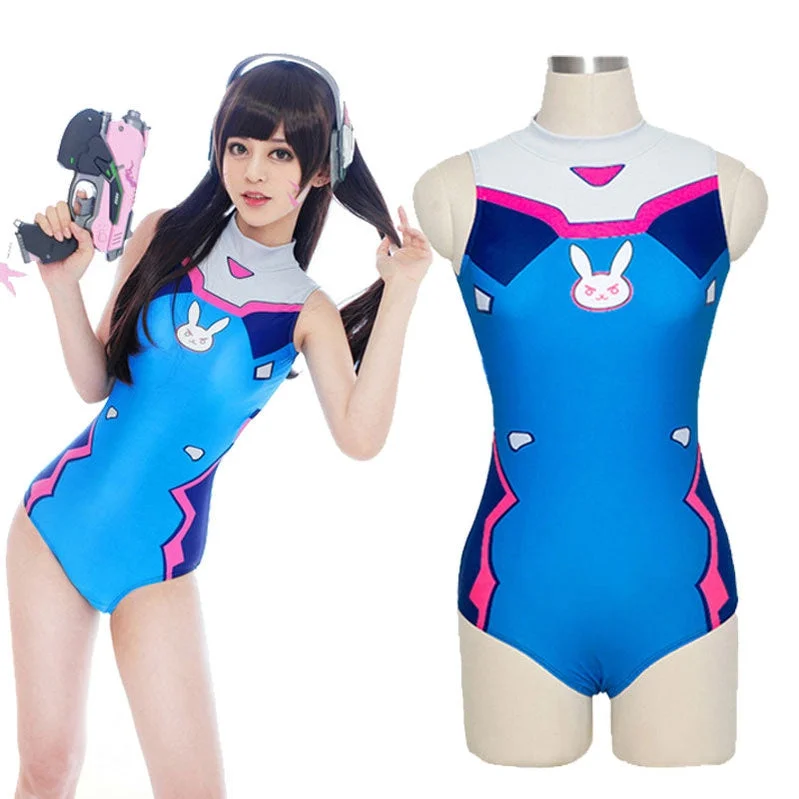 Game Overwatch D.Va Hana Song Swimsuit Leotard Cosplay Costumes High-Waist Bikini Set