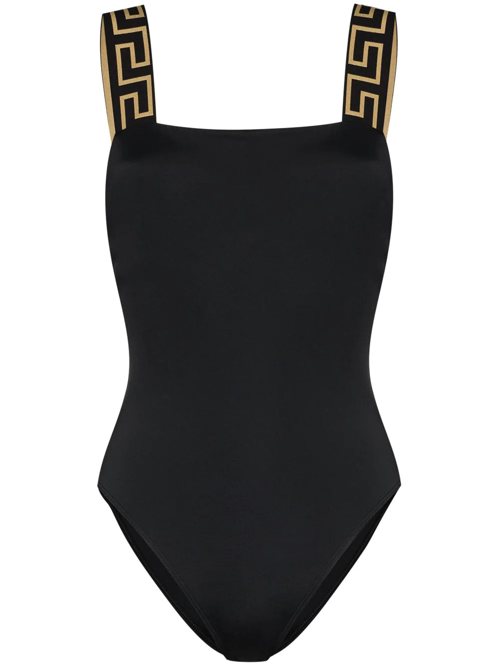 Versace Black Greca Key Swimsuit Tie-Back Swimwear