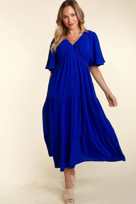 Haptics Tiered Babydoll Maxi Dress with Side Pocket Elegant Tiered Maxi Dress