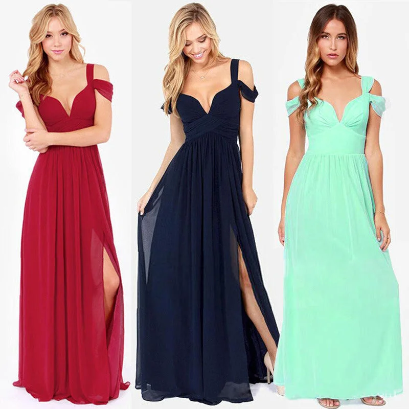 Greek Goddess Pleated Maxi Dress Comfortable Ruffle Hem Maxi Dress