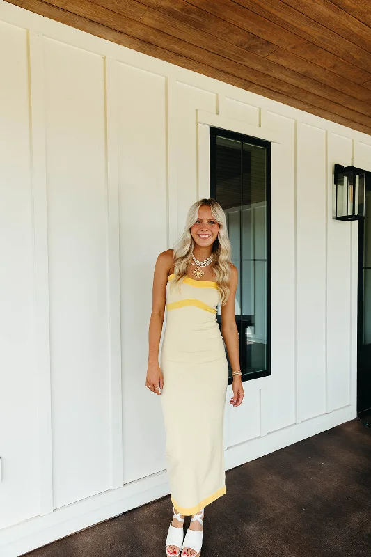 Loved By You Maxi Dress - Yellow Comfortable Fitted Maxi Dress