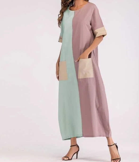 Patch Pocket Maxi Dress Elegant Pleated Maxi Dress