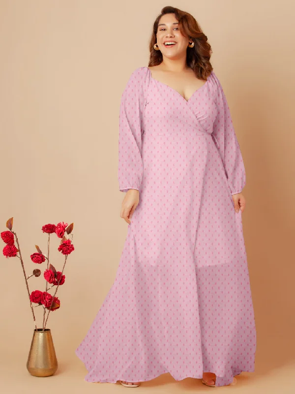 Pink Solid Wrap Maxi Dress Stylish A-Line Maxi Dress