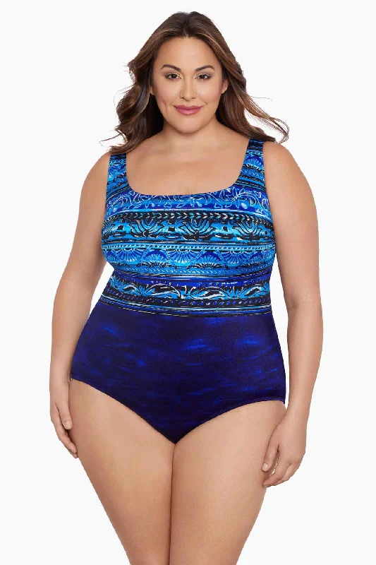 Plus Size Double X Back Tank Long Torso One Piece Swimsuit Pool Attention Classic Sporty Swimsuit