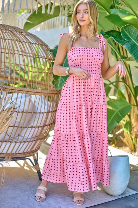 Printed Smocked Ruffle Maxi Dress Fashionable Off-Shoulder Maxi Dress