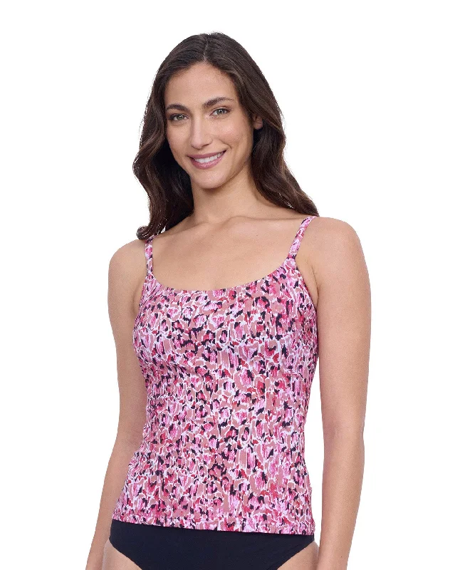 Profile By Gottex Exclusive Round Neck Tankini Top Tropical Print One-Piece