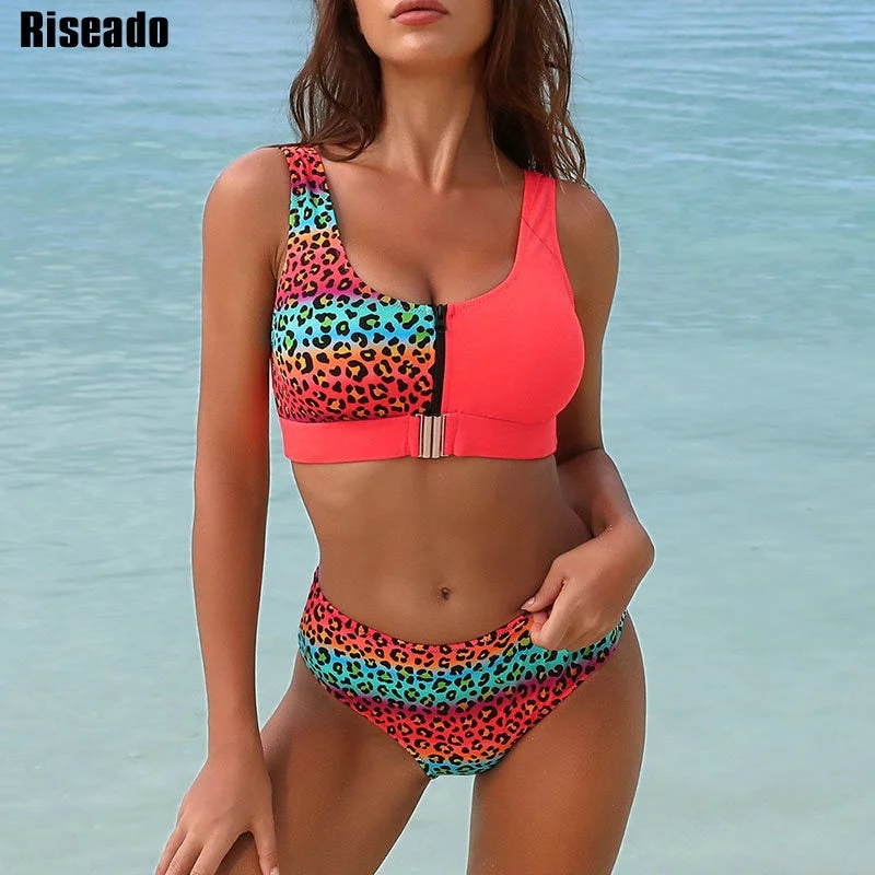 Sexy Bikini Set Leopard Swimwear Women 2020 Patchwork Swimsuits Push Up Bikini Printed Bikinis Mujer Beach Wear Ruched Swimwear Set