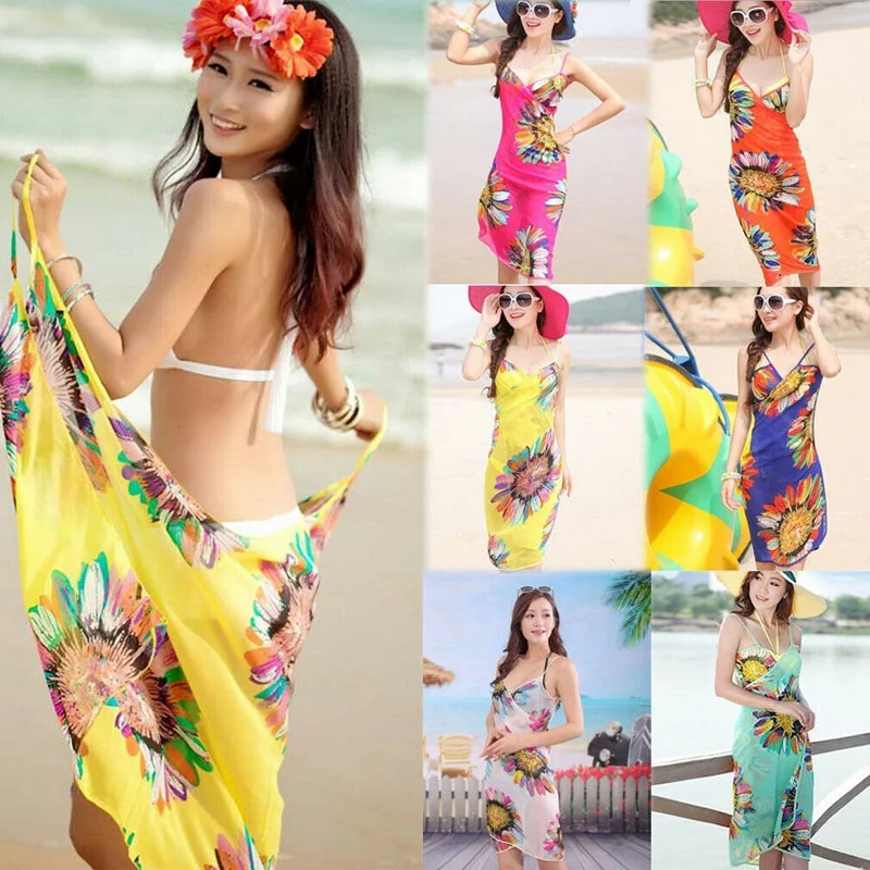 Sassy Chiffon Beach Swimsuit Sarong  Cover-up Sexy Cutout Swimsuit